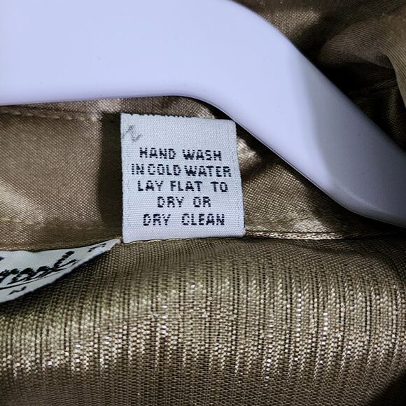 Erica Brooke Collection Womens Evening Button-Down Top Olive Green Fuzzy Size 20 - Picture 7 of 7